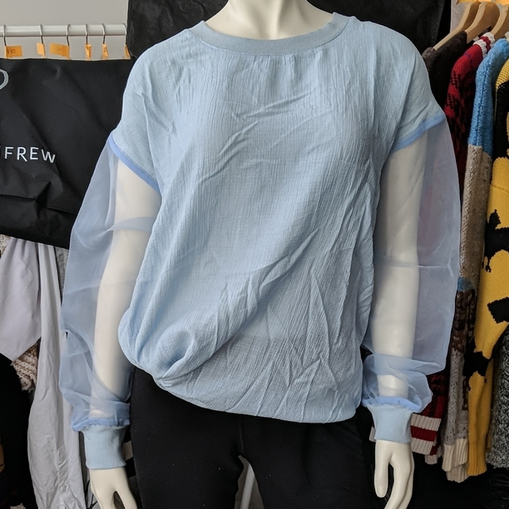 5/$100 Dreamy Sleeved Baby Blue Top
